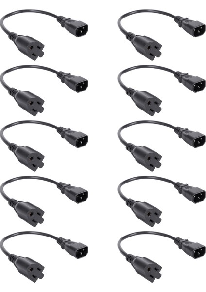 10 Adet 1ft Iec 320 C14 Erkek Fiş Nema 5-15R 3 Dişi Pc Güç Adaptörü Kablosu Siyah (Yurt Dışından)