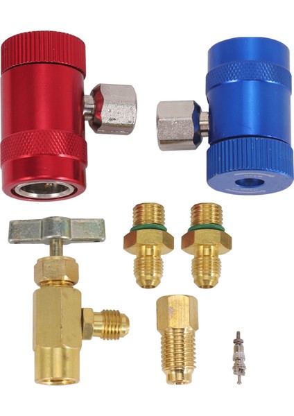 R1234YF Kendinden Sızdırmazlıklı Kapak Musluğu, R134A Tank Adaptörü ve R1234 Hızlı Bağlantı Elemanları, A/c Refrigerants Ana Kat Gösterge Seti Için (Yurt Dışından)