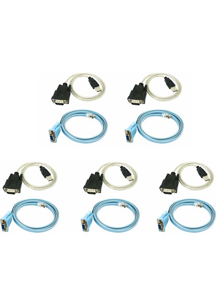 5x RJ45 Ağ Kablosu Seri Kablo RJ45 - Db9 ve RS232 - USB (2'si 1 Arada) Cat5 Ethernet Adaptörü Lan Konsol Kablosu (Yurt Dışından)