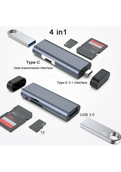 Sagrado 4'ü 1 Arada USB 3.0 Tip-C 3.1 Tf Sd Kart Okuyucu Akıllı Telefon Hafıza Kartı Okuyucu Için Otg Hub Adaptörü (Yurt Dışından) modelleri