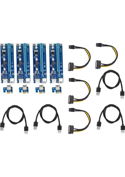 Sagrado Pcı-E Adaptör Kartı Pcı-E 1x Ila 16X Uzatma Kablosu 4pin Btc Madenciliği Için Adanmış USB 3.0 Görüntü Adaptör Panosu (Yurt Dışından)