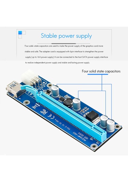 Sagrado Pcı-E Adaptör Kartı Pcı-E 1x Ila 16X Uzatma Kablosu 4pin Btc Madenciliği Için Adanmış USB 3.0 Görüntü Adaptör Panosu (Yurt Dışından) fiyatları