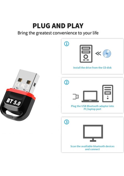 Sagrado USB Bluetooth 5.0 Adaptörü, Bilgisayar Bluetooth Alıcı Verici, Win7/8/10/11 Için Sürücü , Oyun Konsolu /5, Pc Için (Yurt Dışından) fiyatları
