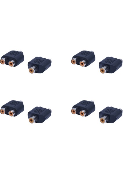 8 Adet Rca Av Splitter Y Adaptörü 1 Dişi 2 Dişi, Siyah (Yurt Dışından)