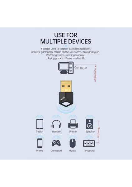 Sagrado USB Bluetooth 5.0 Adaptör Ses Alıcı Verici Dongle Müzik Bilgisayar Pc Dizüstü Bilgisayar Için Kablosuz USB Adaptörü, M25 (Yurt Dışından) modelleri