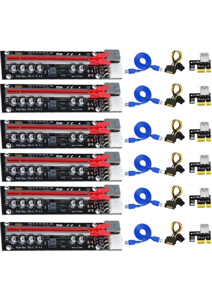 Sagrado 6 Adet Pcı-E Yükseltici Kart Pcı-E X1 To X16 Usb3.0 6pın Gpu Uzatma Kablosu Adaptör Kartı B250B B250C B75 Btc Madencilik (Yurt Dışından)