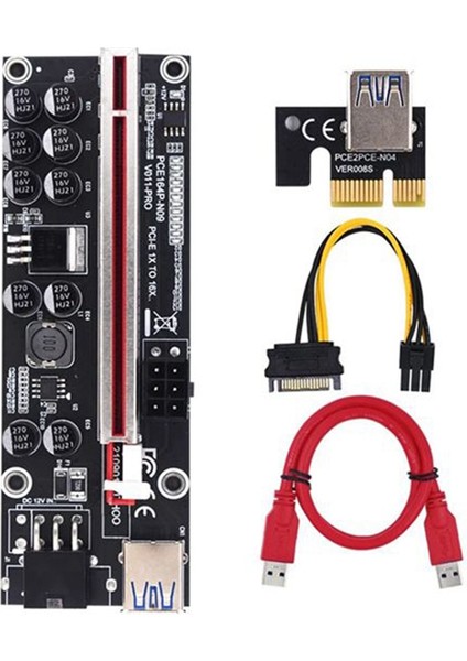 Sagrado 2 Adet Pcıe Adaptör Kartı VER011 Pro Grafik Kartı Uzatma Kablosu Seti Pcı-E 1x Ila 16X USB 3.0 Adaptör Kartı Btc Madencilik Için (Yurt Dışından) fiyatları