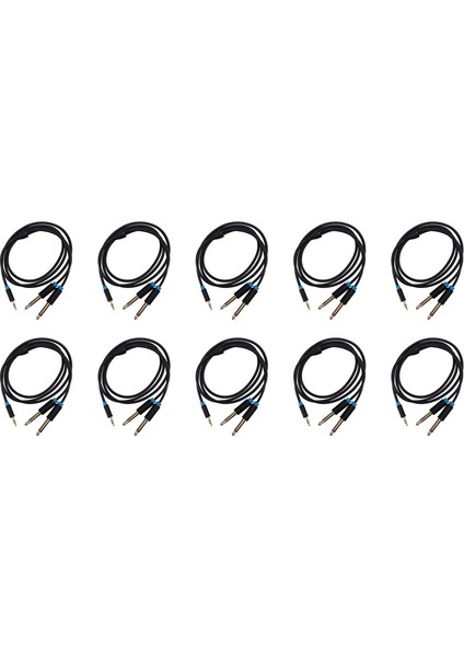 10X 3.5mm - 6.35 Adaptör Ses Kablosu Mikser Amplifikatör Hoparlör Altın Kaplama Splitter Ses Kablosu (Yurt Dışından)