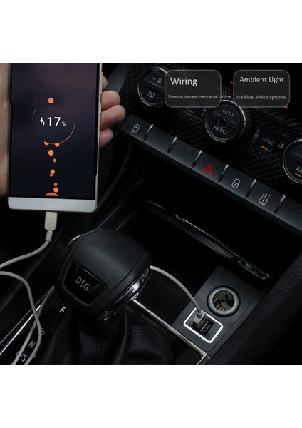 Araç Çift USB Şarj Cihazı Gt Hızlı Şarj Için 2017-2020 Adaptör Çakmak Bağlantısı Açık Mavi (Yurt Dışından)