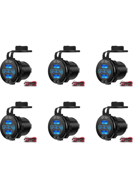 6x Hızlı Şarj Soketi 60W Usb-C Çoklu Araç Şarj Soketi Pd 3.0 ve Dokunmatik Anahtarlı Iki Qc3.0 Bağlantı Noktası Hızlı Araç Adaptörü (Yurt Dışından)