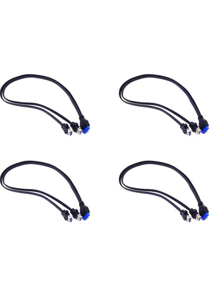 4 Adet 0. Çift 2 Port USB 3.0 Ön Panel Uzatma Kablosu A Tipi Dişi 20 Pinli Kutu Başlık Dişi Yuvası Adaptör Kablosu (Yurt Dışından)