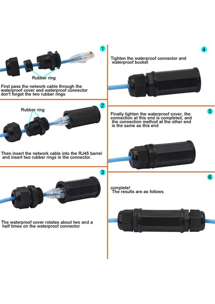 Sagrado 5 Paket RJ45 Su Geçirmez Konnektör IP67 Ethernet Ağ Kablosu Konektörü Dış Mekan Lan Çoğaltıcı Adaptörü Dişi Cat5, 6, 8P8C (Yurt Dışından) modelleri