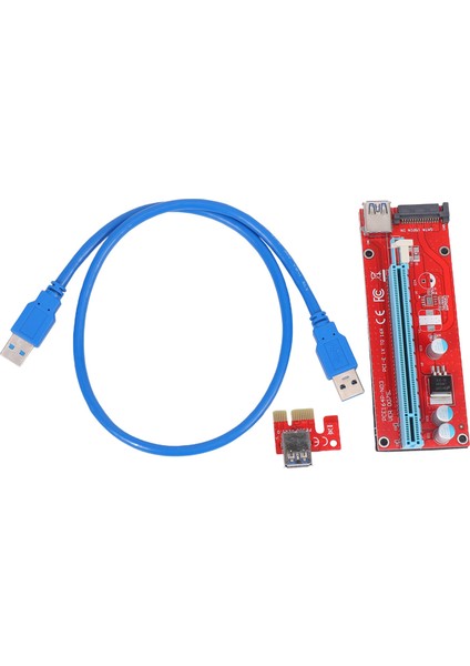 Usb3.0 Pcı-E Pcı Express 1x - 16X Yükseltici Kart Adaptörü, Sata Güç Yuvası Konnektörlü Madenciliğe Özel Grafik Kartı Uzatma Kablosu, 60CM USB 3.0 Kablosu, Kırmızı (Yurt Dışından)