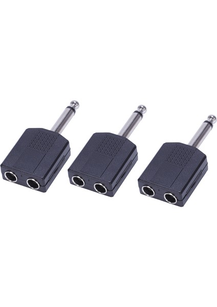 3x Siyah 6.35 1/4 Inç Erkek - Çift Dişi Mono Y Kablosu Pa Ses Kablosu Adaptörü (Yurt Dışından)