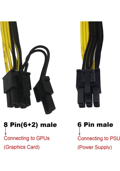 Sagrado 5 Adet Pcıe 6 Pin Erkek 8 Pin (6+2) Erkek Pcıe Adaptör Güç Kablosu Pcı Express Uzatma Kablosu 12.5 Inç (Yurt Dışından) indirimleri