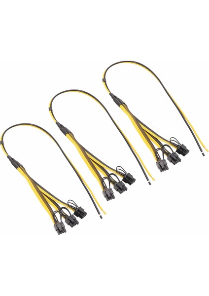 3 Adet Güç Uzatma Kablosu 6 + 2 Pin Kart Hattı 1 Ila 3 6pin + 2pin Adaptör Kablosu 12AWG + 18AWG Madenci Madencilik Için Splitter Tel Btc (Yurt Dışından)