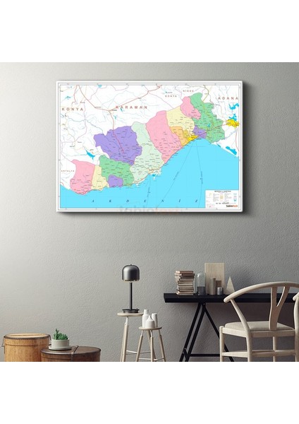 Mersin - Il Haritası Kanvas Tablo