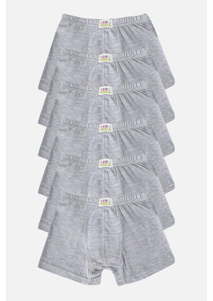 Erkek Çocuk Düz Pamuklu Likralı Gri Boxer 6'lı Paket modelleri