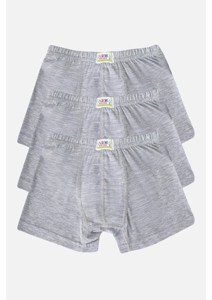 Erkek Çocuk Pamuklu Yumuşak ve Esnek Likralı boxer 3'lü Paket gri modelleri