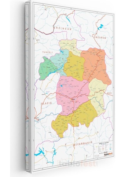 Bingöl - Fiziki Haritası Kanvas Tablo modelleri