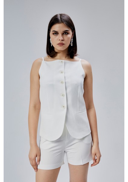 Ekru Regular Fit Astarlı Askılı Yelek fiyatları