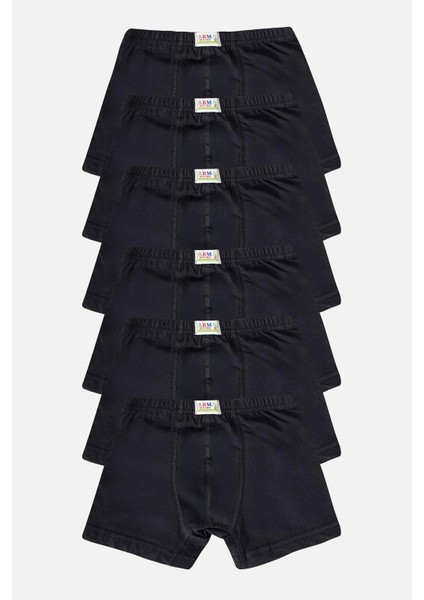 Erkek Çocuk Düz Pamuklu Likralı Siyah Boxer 6'lı Paket modelleri