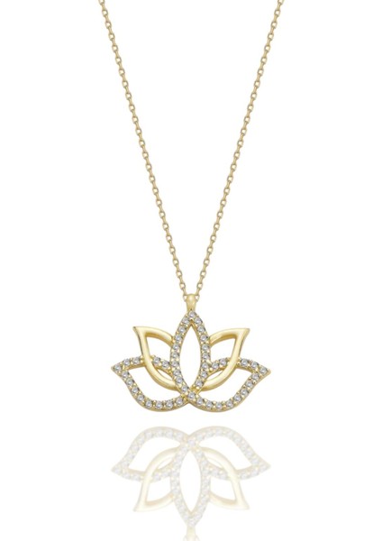 Lotus Çiçeği Üst Kalite Çok ŞIK14 Ayar Altın Kolye