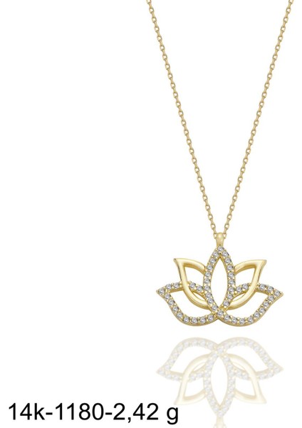Lotus Çiçeği Üst Kalite Çok ŞIK14 Ayar Altın Kolye fiyatları