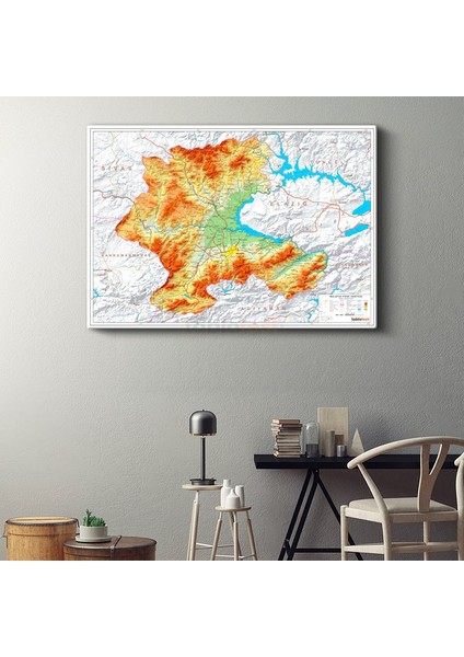 Malatya - Fiziki Haritası Kanvas Tablo