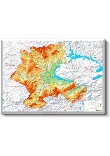 Malatya - Fiziki Haritası Kanvas Tablo fiyatları