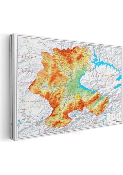 Malatya - Fiziki Haritası Kanvas Tablo modelleri