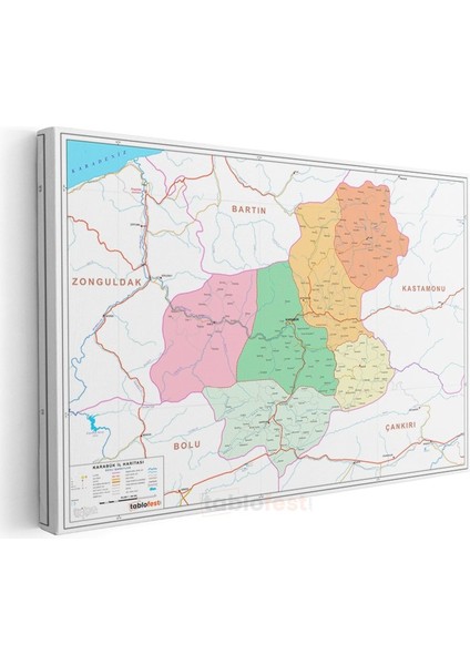 Karabük - Il Haritası Kanvas Tablo