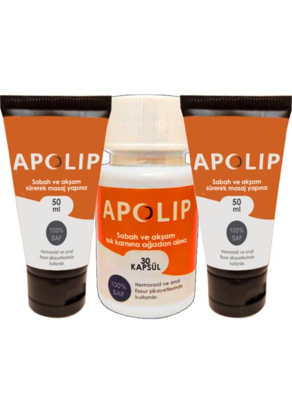 2 Adet Hemeroid Bağsur Kremi 50 ml + Yanında Apolip Bağsur 30LU Caps
