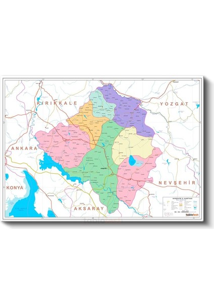 Kırşehir - Il Haritası Kanvas Tablo