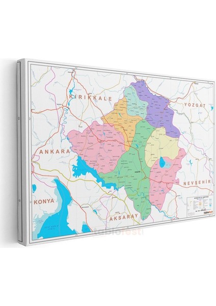 Kırşehir - Il Haritası Kanvas Tablo