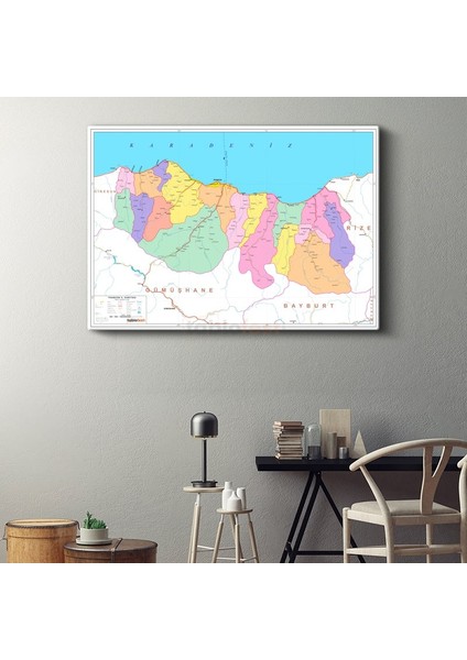 Trabzon - Il Haritası Kanvas Tablo