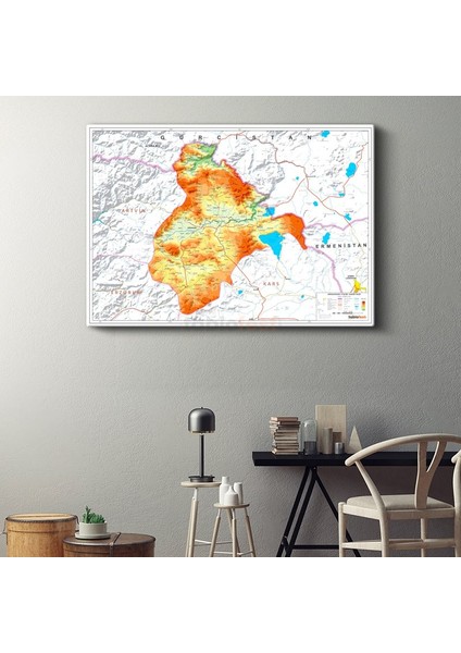 - Fiziki Haritası Kanvas Tablo