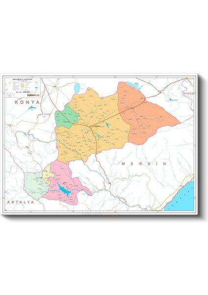Karaman - Il Haritası Kanvas Tablo fiyatları