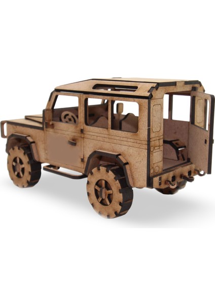 Ahşap 4x4 Off-Road Araç Maketi - 132 Parça 4x4 Model Araba - 3D Land Rover Defender Puzzle