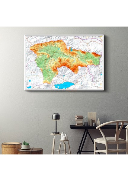 - Fiziki Haritası Kanvas Tablo
