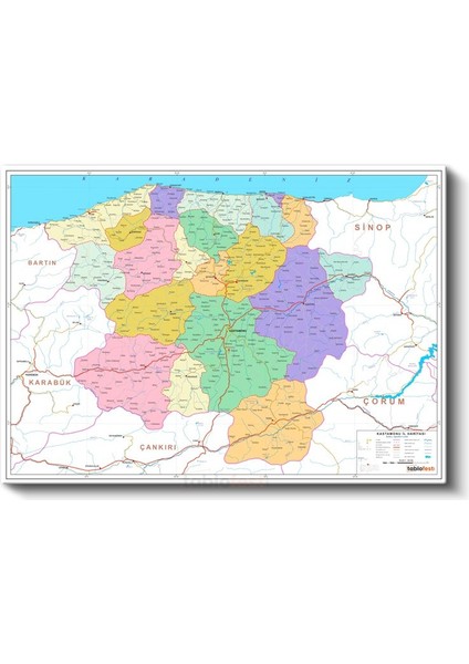 Kastamonu - Il Haritası Kanvas Tablo fiyatları