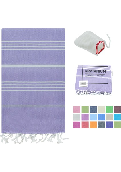 Grvtanıum Lila %100 Pamuk 180X100CM Peştemal Püsküllü Banyo,plaj,hamam Havlusu Kese Hediyeli M2