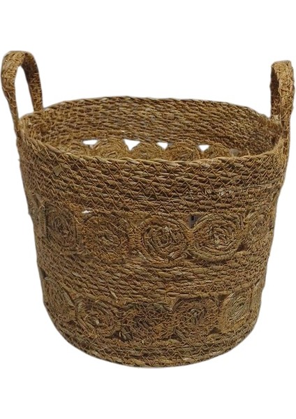Yuvarlak Kulplu Hasır Çok Amaçlı Sepet 26X26X22 cm 12110 fiyatları