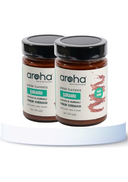 İkili Avantaj Paket Kakaolu & Hurmalı Fındık Kreması %80 Fındık - Şeker İlavesiz - 320 gr x 2 Adet
