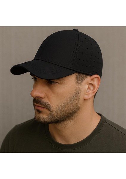 Erkek Mikro Kumaş Delikli Hava Geçiren Spor Premium Şapka-Ayarlanabilir