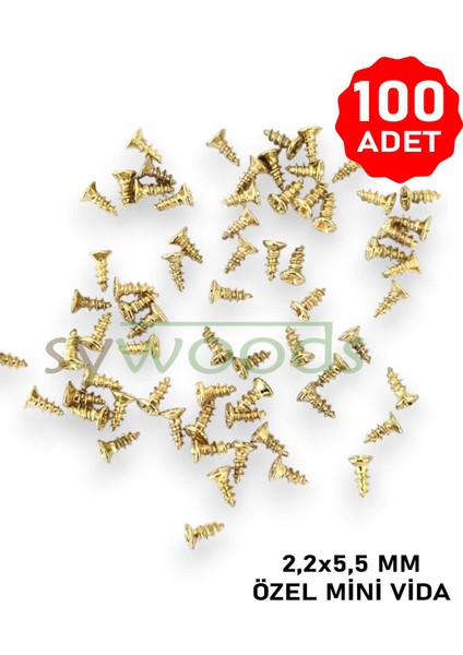 Mini Vida 2.2x5.5 mm 100 Adet Sarı Menteşe Kilit Hobi El Işi Elektronik Vidası