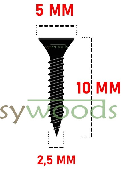 Sunta vidası ince 2.5x10 mm 100 adet siyah renk modelleri