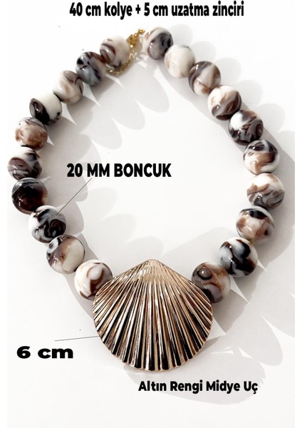 Istridye Uçlu Büyük Boncuklu Kolye fırsatları