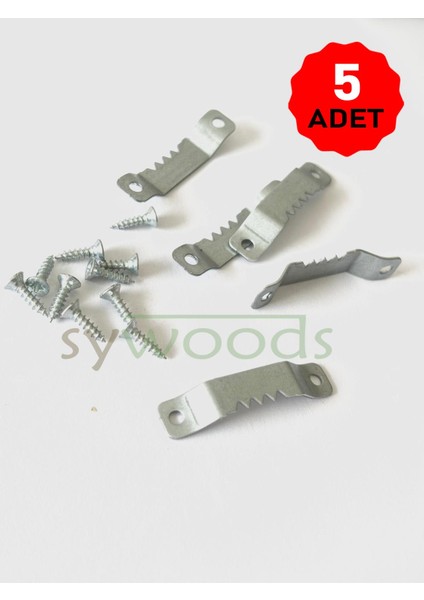 Mini Tırtırlı Timsah Tablo ve Çerçeve Askısı 5 Adet Askıve Vidaları Tablo Askı Çerçeve Duvara Montaj