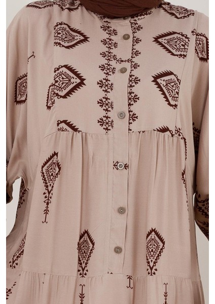 Yarım Düğmeli Robalı Eslem Elbise-Vizon fırsatları